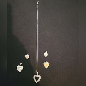 Necklace with Lot of 5 heart charms, Pendants